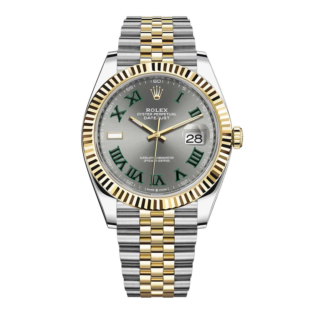 Rolex DateJust 41MM Yellow Gold Fluted Bezel Jubilee Bracelet Wimbledon REF# 126333