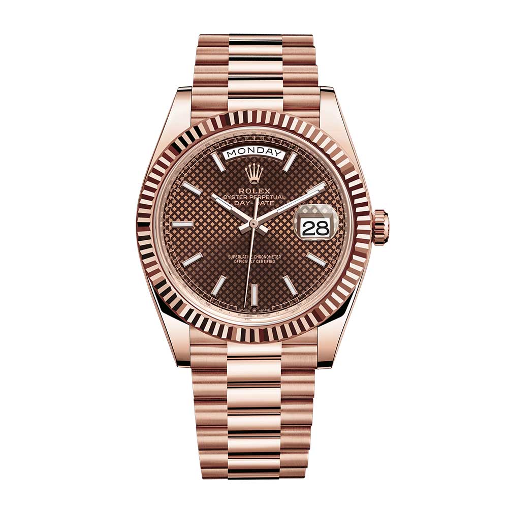 Rolex Day-Date 40MM Chocolate Dial Oyster Everose Gold Fluted Bezel President Bracelet REF#228235